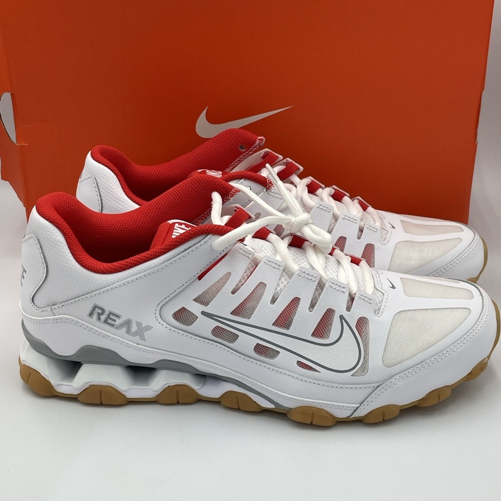 Nike Reax 8 TR Mesh Mens Training Shoes White Wolf Grey Red 621716-103 Size 9.5 - Picture 5 of 7